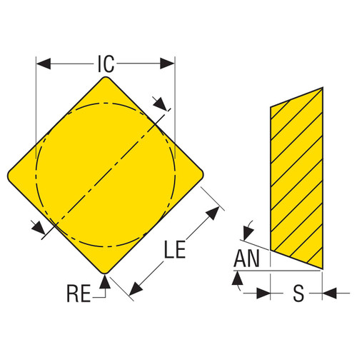 Seco Tools 02505920 | 0.500" Inscribed Circle Diameter x 0.032" Radius x 0.125" Thickness 4 Cutting Edge Carbide Milling Insert
