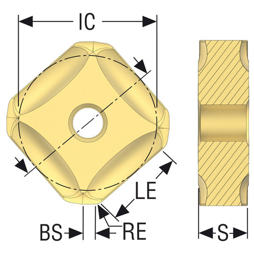 Seco Tools 02566293 | 0.625" Inscribed Circle Diameter x 0.063" Radius x 0.187" Thickness 8 Cutting Edge Carbide Milling Insert