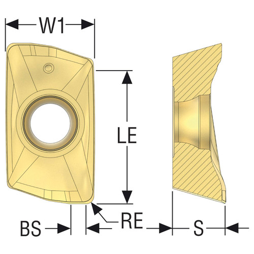 Seco Tools 02566329 | XOMX1806 Size x 0.032" Radius x 0.252" Thickness 2 Cutting Edge Carbide Square Shoulder Milling Insert
