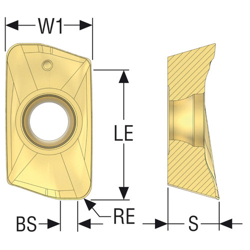 Seco Tools 02566331 | XOMX1806 Size x 0.032" Radius x 0.252" Thickness 2 Cutting Edge Carbide Square Shoulder Milling Insert