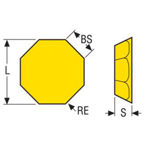 Seco Tools 02573296 | 0.707" Inscribed Circle Diameter x 0.020" Radius x 0.187" Thickness 8 Cutting Edge PCBN Milling Insert