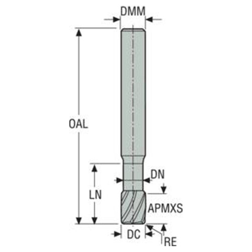 Seco Tools 02623886 | 12.00mm Diameter x 12.00mm Shank x 1.00mm Radius x 95.00mm OAL 2 Flute 37.5 Degree Helix Angle MEGA-T Coated Carbide Corner Radius End Mill