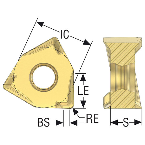 Seco Tools 02642229 | 0.491" Inscribed Circle Diameter x 0.063" Radius x 0.254" Thickness 6 Cutting Edge Carbide Square Shoulder Milling Insert