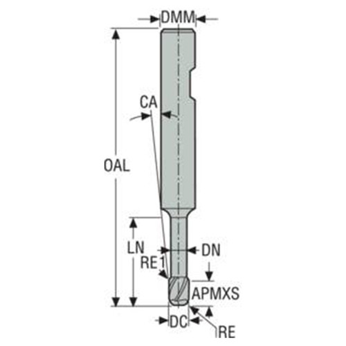 Seco Tools 02669321 | 3.00mm Diameter x 6.00mm Shank x 0.20mm Radius x 50.00mm OAL 3 Flute 50 Degree Helix Angle MEGA-64 Coated Carbide Corner Radius End Mill