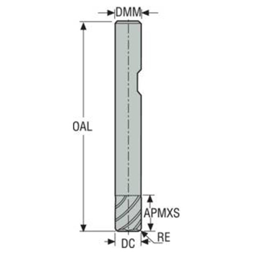Seco Tools 02669350 | 12.00mm Diameter x 12.00mm Shank x 0.40mm Radius x 90.00mm OAL 4 Flute 48 Degree Helix Angle MEGA-64 Coated Carbide Corner Radius End Mill