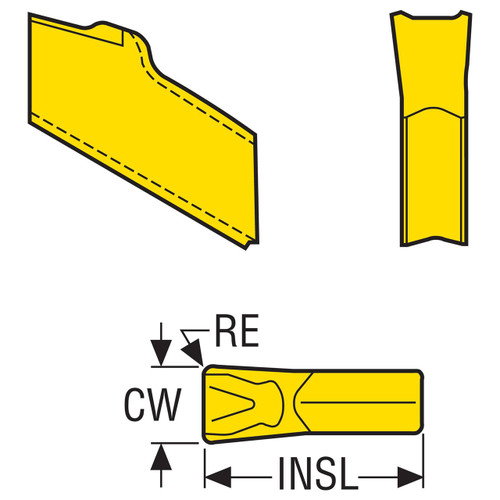 Seco Tools 02743159 | 5N-16 Size x 0.010" Radius 1 Cutting Edge Carbide Cut-Off Insert
