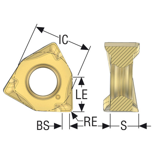 Seco Tools 02783917 | 0.264" Inscribed Circle Diameter x 0.032" Radius x 0.130" Thickness 6 Cutting Edge Carbide Square Shoulder Milling Insert