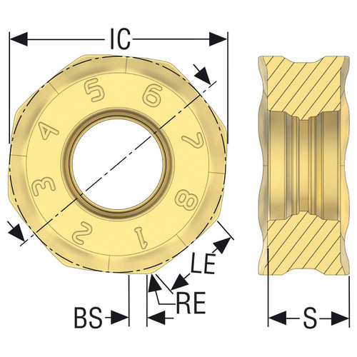 Seco Tools 02809856 | 0.472" Inscribed Circle Diameter x 0.039" Radius x 0.177" Thickness 16 Cutting Edge Carbide Double Octomill