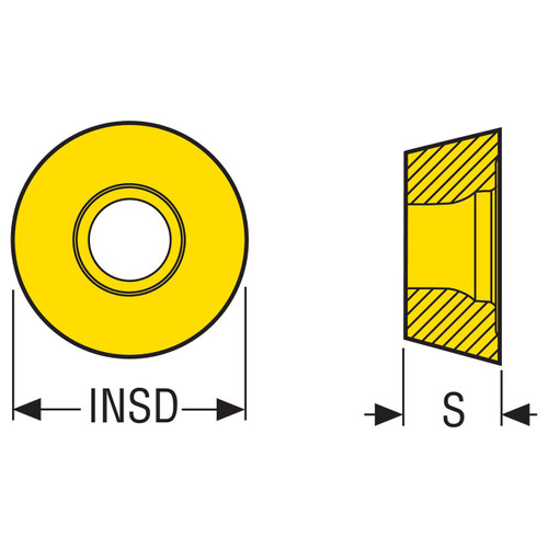 Seco Tools 02923697 | 0.472" Inscribed Circle Diameter x 0.236" Radius x 0.187" Thickness 6 Cutting Edge Carbide Disc Milling Insert
