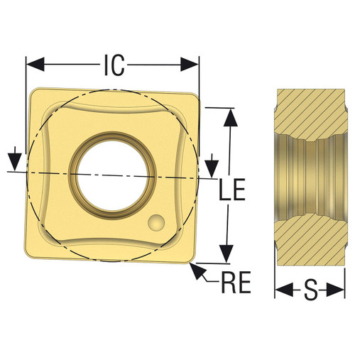 Seco Tools 03122642 | 0.472" Inscribed Circle Diameter x 0.032" Radius x 0.189" Thickness 8 Cutting Edge Carbide Milling Insert