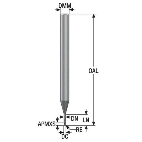 Seco Tools 03171134 | 3.00mm Diameter x 4.00mm Shank x 0.15mm Radius x 60.00mm OAL 2 Flute 30 Degree Helix Angle SIRON-A Coated Carbide Corner Radius End Mill