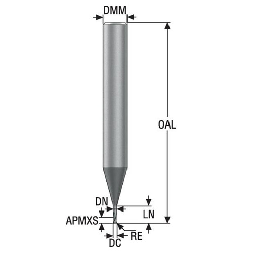 Seco Tools 03171154 | 2.50mm Diameter x 6.00mm Shank x 0.15mm Radius x 60.00mm OAL 2 Flute 30 Degree Helix Angle SIRON-A Coated Carbide Corner Radius End Mill
