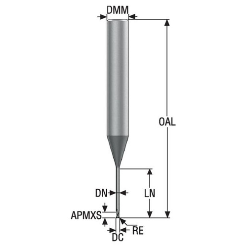 Seco Tools 03171177 | 1.50mm Diameter x 6.00mm Shank x 0.15mm Radius x 70.00mm OAL 2 Flute 30 Degree Helix Angle SIRON-A Coated Carbide Corner Radius End Mill