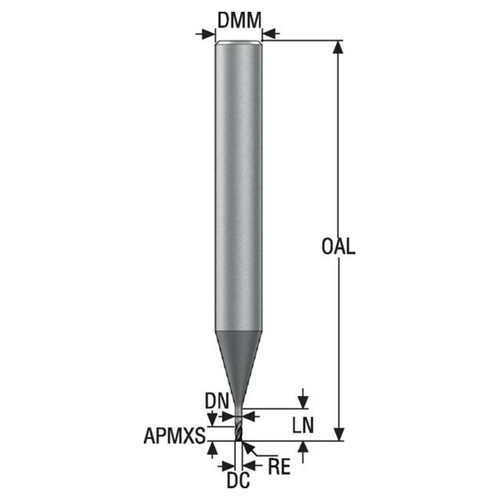Seco Tools 03171194 | 0.80mm Diameter x 6.00mm Shank x 0.05mm Radius x 50.00mm OAL 4 Flute 30 Degree Helix Angle SIRON-A Coated Carbide Corner Radius End Mill