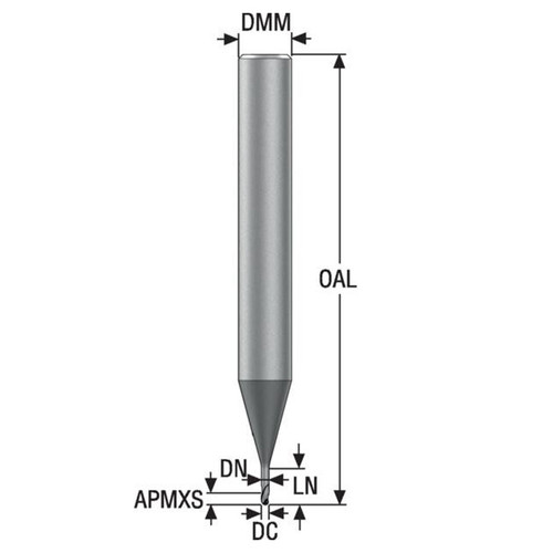 Seco Tools 03171307 | 1.00mm Diameter x 6.00mm Shank x 0.50mm Radius x 50.00mm OAL 3 Flute 30 Degree Helix Angle SIRON-A Coated Carbide Corner Radius End Mill