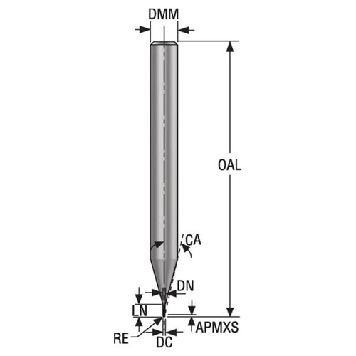 Seco Tools 03205083 | 0.30mm Diameter x 4.00mm Shank x 0.05mm Radius x 40.00mm OAL 2 Flute 28 Degree Helix Angle HXT Coated Carbide Corner Radius End Mill