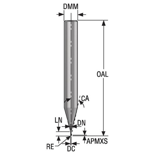 Seco Tools 03205158 | 1.20mm Diameter x 6.00mm Shank x 0.20mm Radius x 50.00mm OAL 2 Flute 28 Degree Helix Angle HXT Coated Carbide Corner Radius End Mill