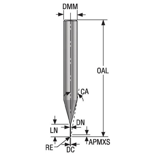Seco Tools 03205160 | 1.20mm Diameter x 6.00mm Shank x 0.20mm Radius x 50.00mm OAL 2 Flute 28 Degree Helix Angle HXT Coated Carbide Corner Radius End Mill