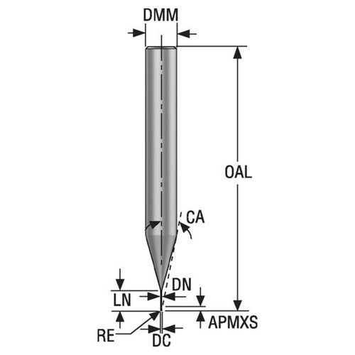 Seco Tools 03205186 | 2.00mm Diameter x 6.00mm Shank x 0.10mm Radius x 50.00mm OAL 2 Flute 28 Degree Helix Angle HXT Coated Carbide Corner Radius End Mill