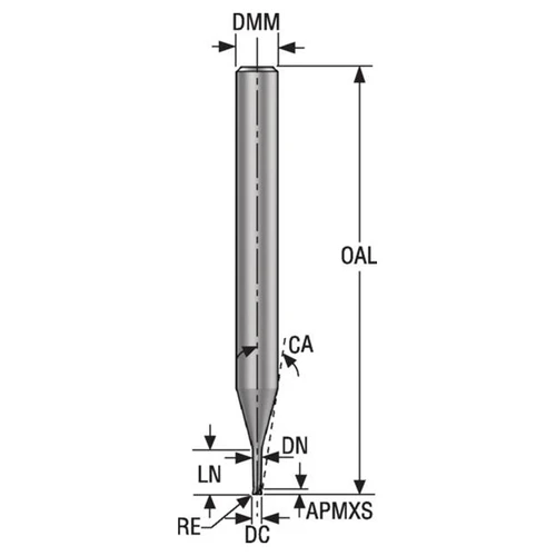 Seco Tools 03205234 | 2.00mm Diameter x 4.00mm Shank x 0.05mm Radius x 50.00mm OAL 4 Flute 28 Degree Helix Angle HXT Coated Carbide Corner Radius End Mill