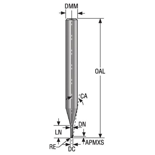 Seco Tools 03205236 | 2.00mm Diameter x 4.00mm Shank x 0.10mm Radius x 50.00mm OAL 4 Flute 28 Degree Helix Angle HXT Coated Carbide Corner Radius End Mill