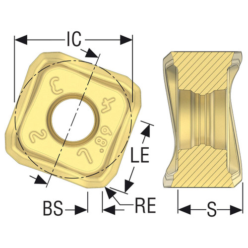 Seco Tools 03241877 | 0.551" Inscribed Circle Diameter x 0.039" Radius x 0.259" Thickness 8 Cutting Edge Carbide Milling Insert