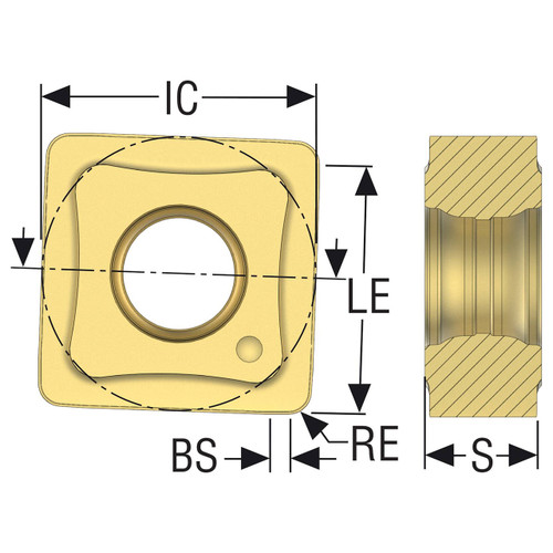 Seco Tools 03272948 | 0.472" Inscribed Circle Diameter x 0.039" Radius x 0.189" Thickness 8 Cutting Edge Carbide Milling Insert
