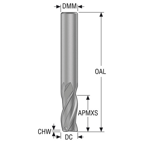 Seco Tools 10053052 | 20.00mm Shank x 125.00mm OAL 3 Flute 35 Degree Helix Angle SIRON-A Coated Carbide Corner Chamfer End Mill