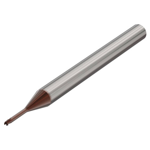 Seco Tools 10107351 | 2.00mm Diameter x 4.00mm Shank x 0.10mm Radius x 50.00mm OAL 3 Flute 45 Degree Helix Angle HXT Coated Carbide Corner Radius End Mill