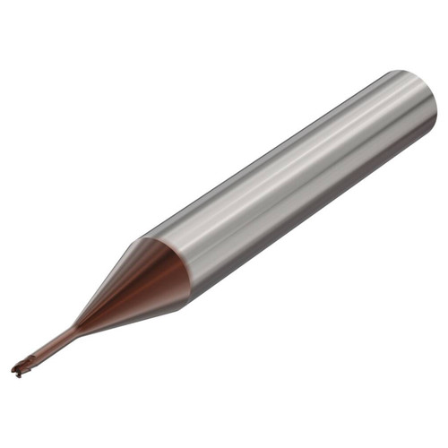 Seco Tools 10107361 | 2.00mm Diameter x 6.00mm Shank x 0.10mm Radius x 50.00mm OAL 3 Flute 45 Degree Helix Angle HXT Coated Carbide Corner Radius End Mill