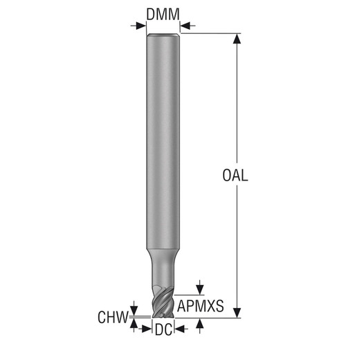 Seco Tools 10165556 | 6.00mm Shank x 50.00mm OAL 4 Flute 48 Degree Helix Angle HXT Coated Carbide Corner Chamfer End Mill