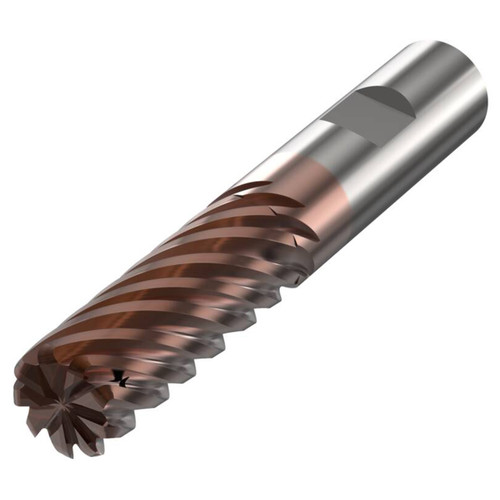 Seco Tools 10228397 | 20.00mm Diameter x 20.00mm Shank x 2.00mm Radius x 105.00mm OAL 9 Flute 38 Degree Helix Angle HXT Coated Carbide Corner Radius End Mill