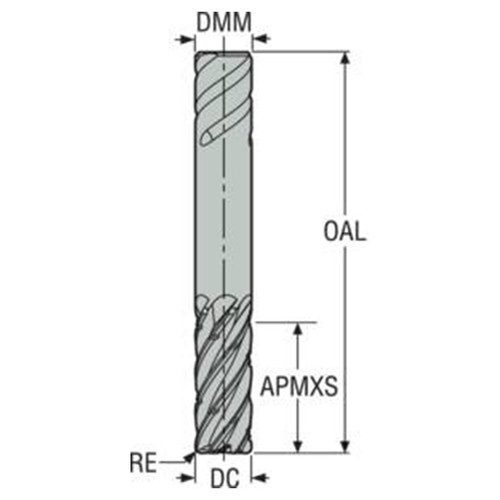 Seco Tools 10228529 | 10.00mm Diameter x 10.00mm Shank x 1.00mm Radius x 72.00mm OAL 6 Flute 38 Degree Helix Angle HXT Coated Carbide Corner Radius End Mill