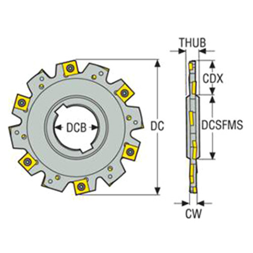 Seco Tools 02565012 | 335.19-063.04.22-4 63.00mm Diameter x 6.00mm Functional Length x 90 Degree Cutting Edge Angle Indexable Slotting Cutter