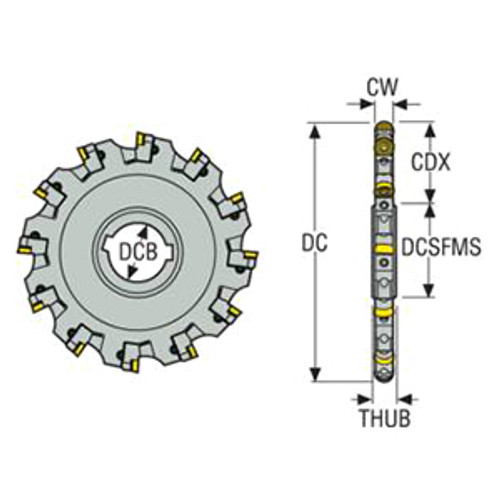 Seco Tools 02575801 | 335.18-125.0810.40-10N-R4 127.00mm Diameter x 11.50mm Functional Length x 90 Degree Cutting Edge Angle Indexable Slotting Cutter