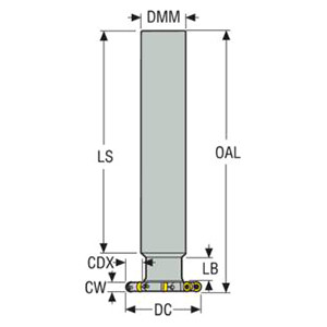 Seco Tools 02628071 | R335.29-2550.0-05.8N-R25A 50.00mm Diameter x 25.00mm Shank x 150.00mm OAL Indexable T-Slot Cutter