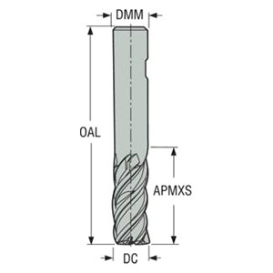 Seco Tools 02733849 | 554080SZ4.0 8.00mm Diameter x 8.00mm Shank x 60.00mm OAL x 48 Degree Helix Angle 4 Cutting Edge SIRON Coated Carbide Square End Mill
