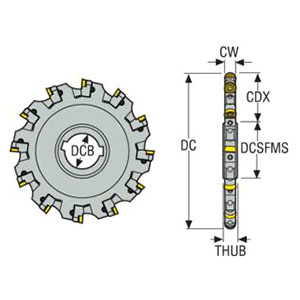 Seco Tools 02740237 | 335.18-08.00-XL0506N-R4 203.20mm Diameter x 11.94mm Functional Length x 90 Degree Cutting Edge Angle Indexable Slotting Cutter