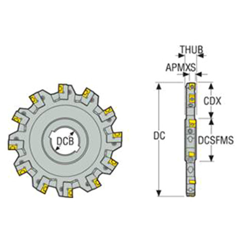 Seco Tools 02740505 | 335.18-10.00-XL0506R 254.00mm Diameter x 11.90mm Functional Length x 90 Degree Cutting Edge Angle Indexable Slotting Cutter