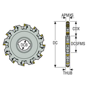 Seco Tools 02740891 | 335.18-12.00-XL0809L-R6 304.80mm Diameter x 1.97mm Functional Length x 90 Degree Cutting Edge Angle Indexable Slotting Cutter