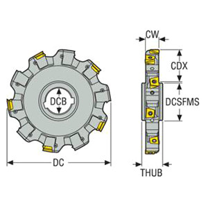 Seco Tools 02814603 | 335.25-160.2126.40-5N 160.00mm Diameter x 26.50mm Functional Length x 90 Degree Cutting Edge Angle Indexable Slotting Cutter