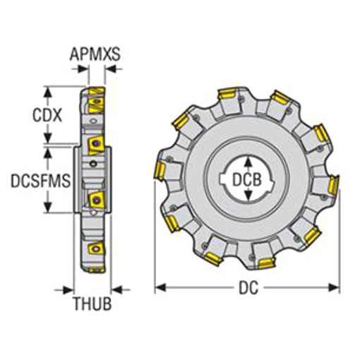 Seco Tools 02814613 | 335.25-250.2126XL.50-14R 250.00mm Diameter x 26.50mm Functional Length x 90 Degree Cutting Edge Angle Indexable Slotting Cutter
