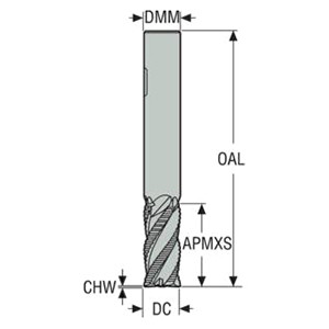 Seco Tools 02828156 | JHP993080D2C.3Z4 8.00mm Diameter x 8.00mm Shank x 60.00mm OAL x 38 Degree Helix Angle 4 Cutting Edge SIRON Coated Carbide Corner Chamfer End Mill