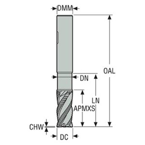 Seco Tools 02828157 | JHP993080E3C.3Z4 8.00mm Diameter x 8.00mm Shank x 70.00mm OAL x 38 Degree Helix Angle 4 Cutting Edge SIRON Coated Carbide Corner Chamfer End Mill