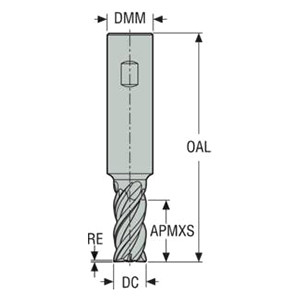Seco Tools 02828210 | JHP951080D2C.3Z4 8.00mm Diameter x 8.00mm Shank x 60.00mm OAL x 40 Degree Helix Angle 4 Cutting Edge SIRON Coated Carbide Corner Chamfer End Mill