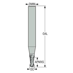 Seco Tools 02928207 | JS532050F1B.0Z2 5.00mm Diameter x 6.00mm Shank x 2.50mm Corner Radius x 57.00mm OAL x 30 Degree Helix Angle 2 Flute NXT Coated Carbide Ball End Mill