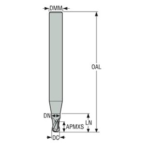 Seco Tools 02928209 | JS532050G3B.0Z2 5.00mm Diameter x 6.00mm Shank x 2.50mm Corner Radius x 75.00mm OAL x 30 Degree Helix Angle 2 Flute NXT Coated Carbide Ball End Mill