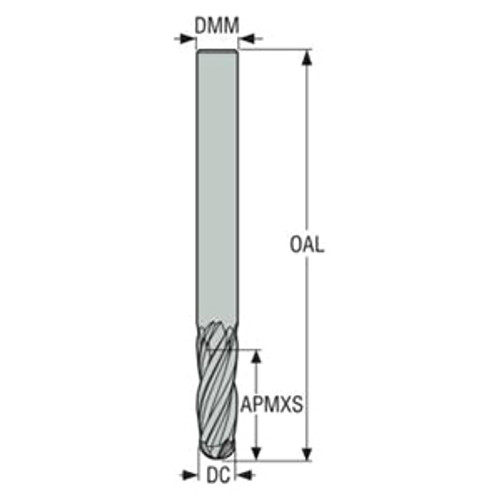 Seco Tools 02928382 | JS534120D2B.0Z4 12.00mm Diameter x 12.00mm Shank x 6.00mm Corner Radius x 125.00mm OAL x 30 Degree Helix Angle 4 Flute NXT Coated Carbide Ball End Mill