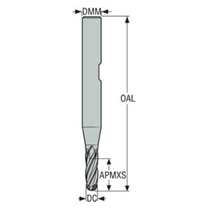 Seco Tools 02928392 | JS534050F1B.3Z4 5.00mm Diameter x 6.00mm Shank x 2.50mm Corner Radius x 57.00mm OAL x 30 Degree Helix Angle 4 Flute NXT Coated Carbide Ball End Mill