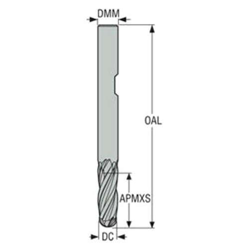 Seco Tools 02928397 | JS534080D1B.3Z4 8.00mm Diameter x 8.00mm Shank x 4.00mm Corner Radius x 69.00mm OAL x 30 Degree Helix Angle 4 Flute NXT Coated Carbide Ball End Mill